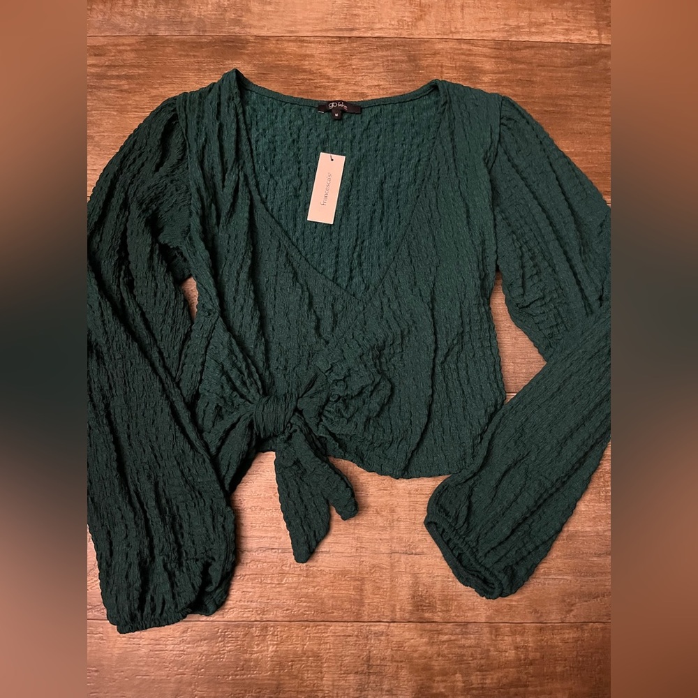 Francesca’s Dark Green Long Sleeve Top Size Medium